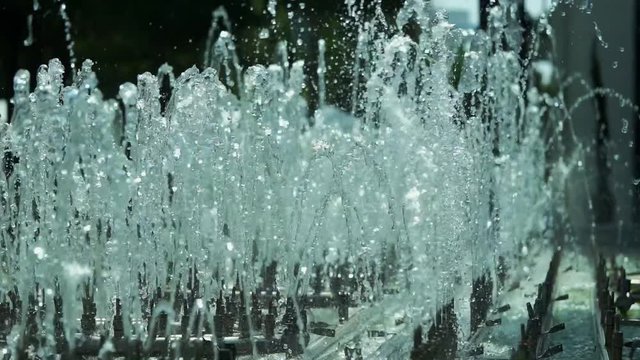 Close-up Shot Of Water Gushing From The Sprinkler Pool.