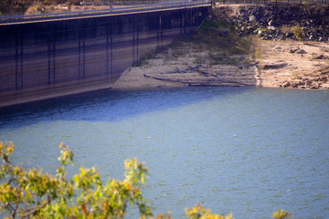Water level at Tinaroo Falls Dam during drought in Queensland, Australia