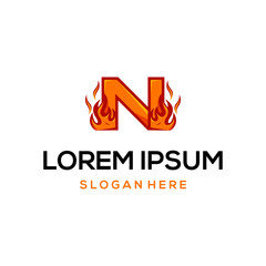 Letter N Burn Fire Abstract Creative Modern Illustration Icon Logo Design Template Element Vector