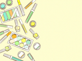 カラフルなコスメのイラスト背景