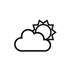 summer sun with cloud line style icon
