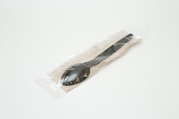 Isolated of Recyclable plastic cutlery on  white background