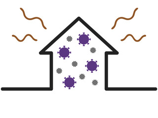 ウイルスが蔓延している家イメージ