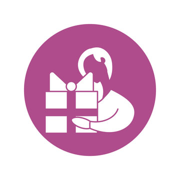 woman holding a gift box, silhouette style icon