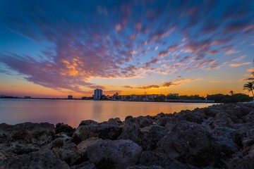 sunset water sea colors sun orange beach nature cloud ocean blue horizon rock dusk florida © Alberto GV PHOTOGRAP