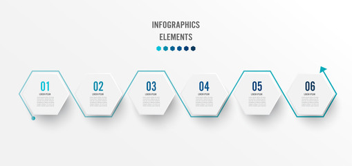 Abstract elements of graph infographic template with label, integrated circles. Business concept with 6 options. For content, diagram, flowchart, steps, parts, timeline infographics, workflow layout.