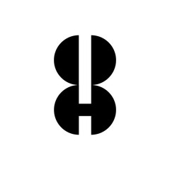 Number 8 with H letter logo design vector