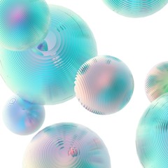 Mint green balls silver gradient colors isolated background. Abstract bubble glossy pastel 3d geometric shape object illustration render.