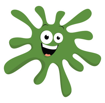 Green Microbe, Illustration, Vector On White Background.