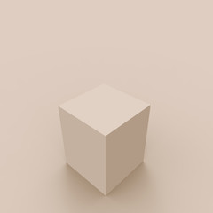 3d brown creamy cube and box podium minimal scene studio background. Abstract 3d geometric shape object illustration render. Natural color tones.