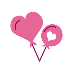 heart shaped helium balloons, half line and color style icon