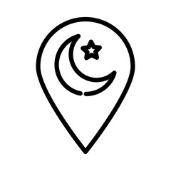moon night with pin location line style icon