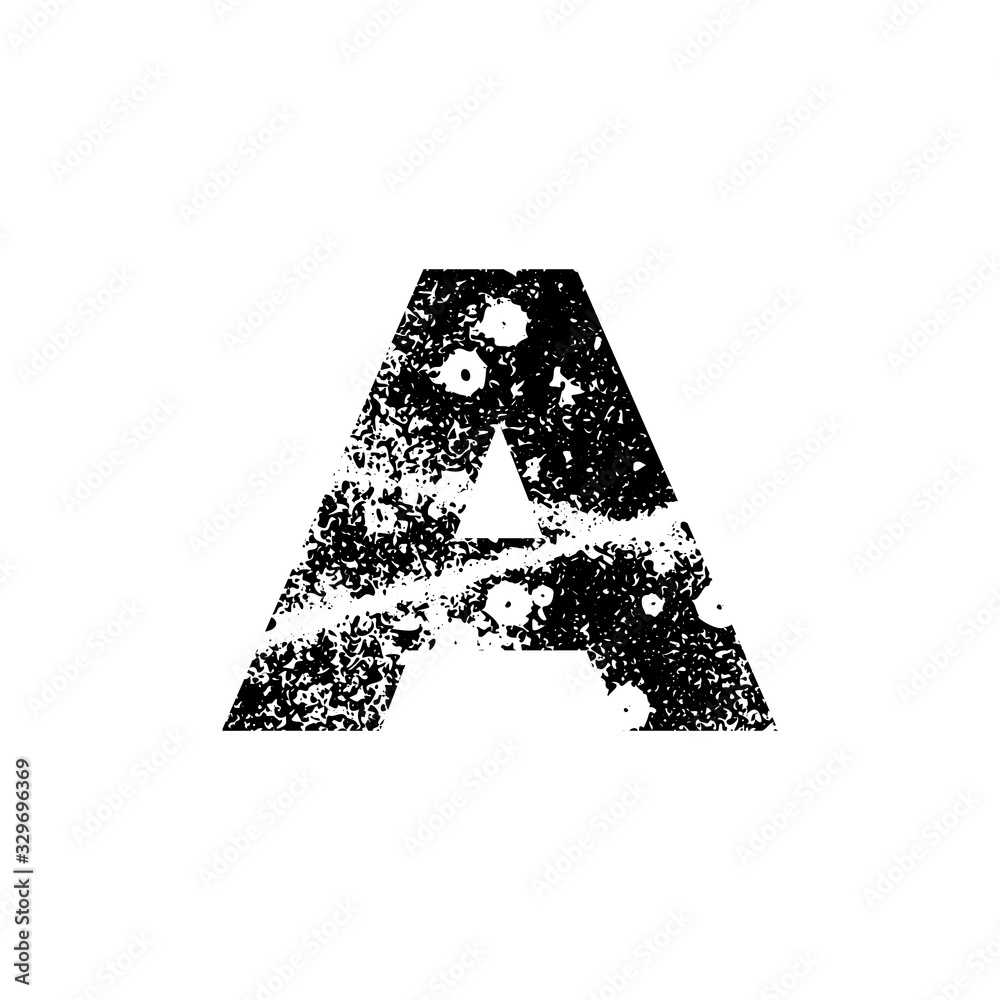 Fototapete painted letter a. grunge alphabet font. abstract handmade sans serif typeface. distress textured abc