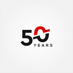 50 Years Anniversary Black Red Elegant Design