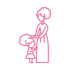 woman with daughter, line style icon