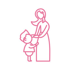 woman with son, line style icon