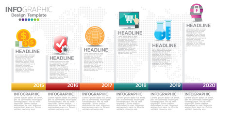 Timeline infographics template, workflow or process diagram