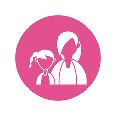 woman with daughter, silhouette style icon