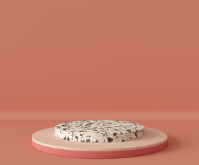 3d rendering podium background mock-up scene. Abstract geometry shape pastel color. Minimal geometric shape. Cosmetic background for product presentation.