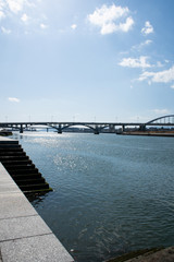 Fototapeta na wymiar 広島県の川沿いの風景