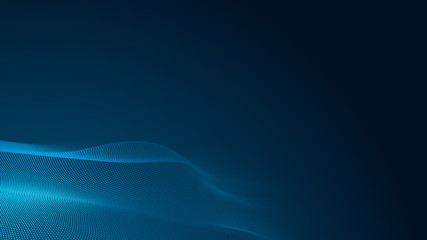 Dot blue wave light screen gradient texture background. Abstract  technology big data digital background. 3d rendering.
