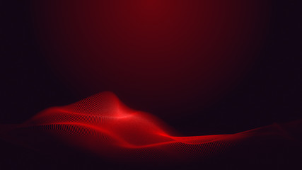 Dot red purple wave line light gradient dark background. Abstract  technology big data digital background. 3d rendering.