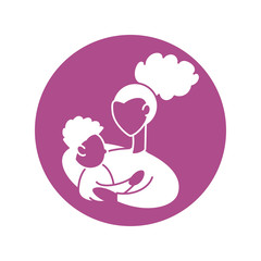 woman with son, silhouette style icon