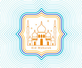 Linear art of Arabic geometric art. Islamic mosque and decoration. Eid Mubarak - Have a blessed Ramadan.