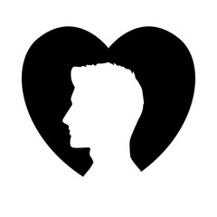 young man profile silhouette in heart