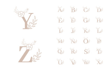 Feminine floral initial logo templates