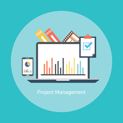 Vector illustration of project management, concept with icons