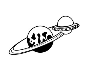 space saturrn planet isolated icon