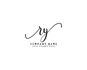 Letter RY handwrititing logo with a beautiful template - obrazy, fototapety, plakaty