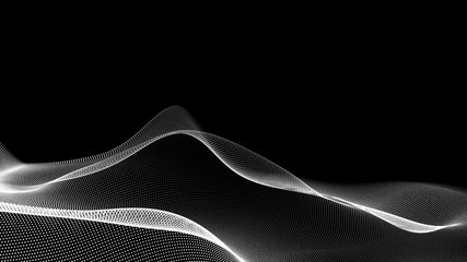 Dot white black wave technology texture background. Abstract big data digital concept. 3d rendering.