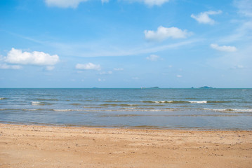 landscape beach and blue sky with clouds