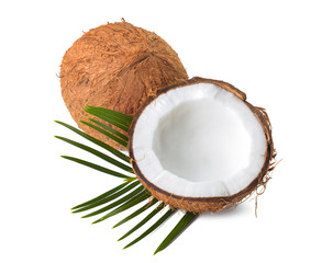 Tasty coconuts on white background