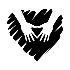 interracial hands human with heart