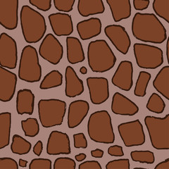 Stones handdrawn seamless brown pattern. Vector illustration.