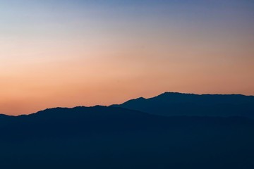 sunset in the mountains. sunset in Darjeeling