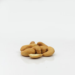 Cashew nuts isolated on white back ground.selective focus.