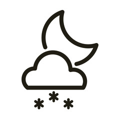 moon with clouds, line style icon