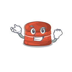Fototapeta premium Cherry macaron cartoon character style with happy face