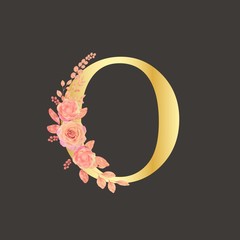 Letter O floral logo isolated. Alphabet vector image