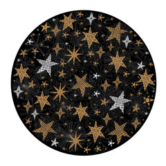 Christmas ball of snowflakes and stars. Magical christmas motif.