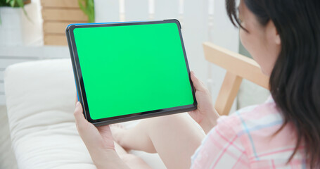 woman use tablet at home