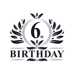 6 years Birthday logo, 6th Birthday celebration.