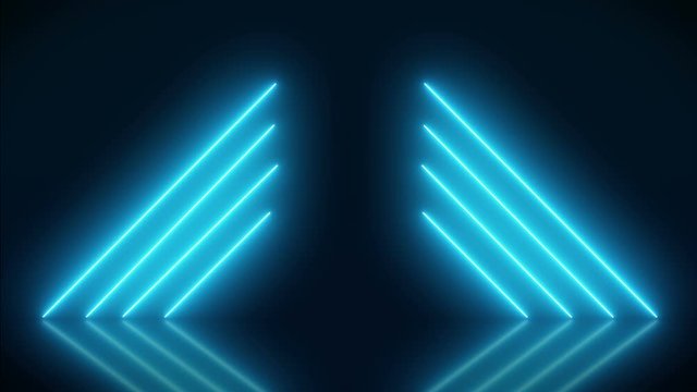 Video animation of glowing neon lines in magenta on reflecting floor. - Abstract background - laser show - seamless loop