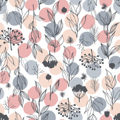 Seamless pattern with hand drawn branches.