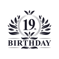 19th Birthday logo, 19 years Birthday celebration.