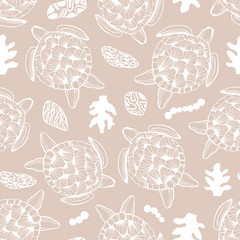 Seamless pattern with sea turtles. - 329708324
